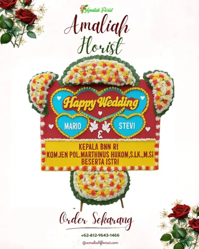 Karangan Papan Bunga Pernikahan di Randegan